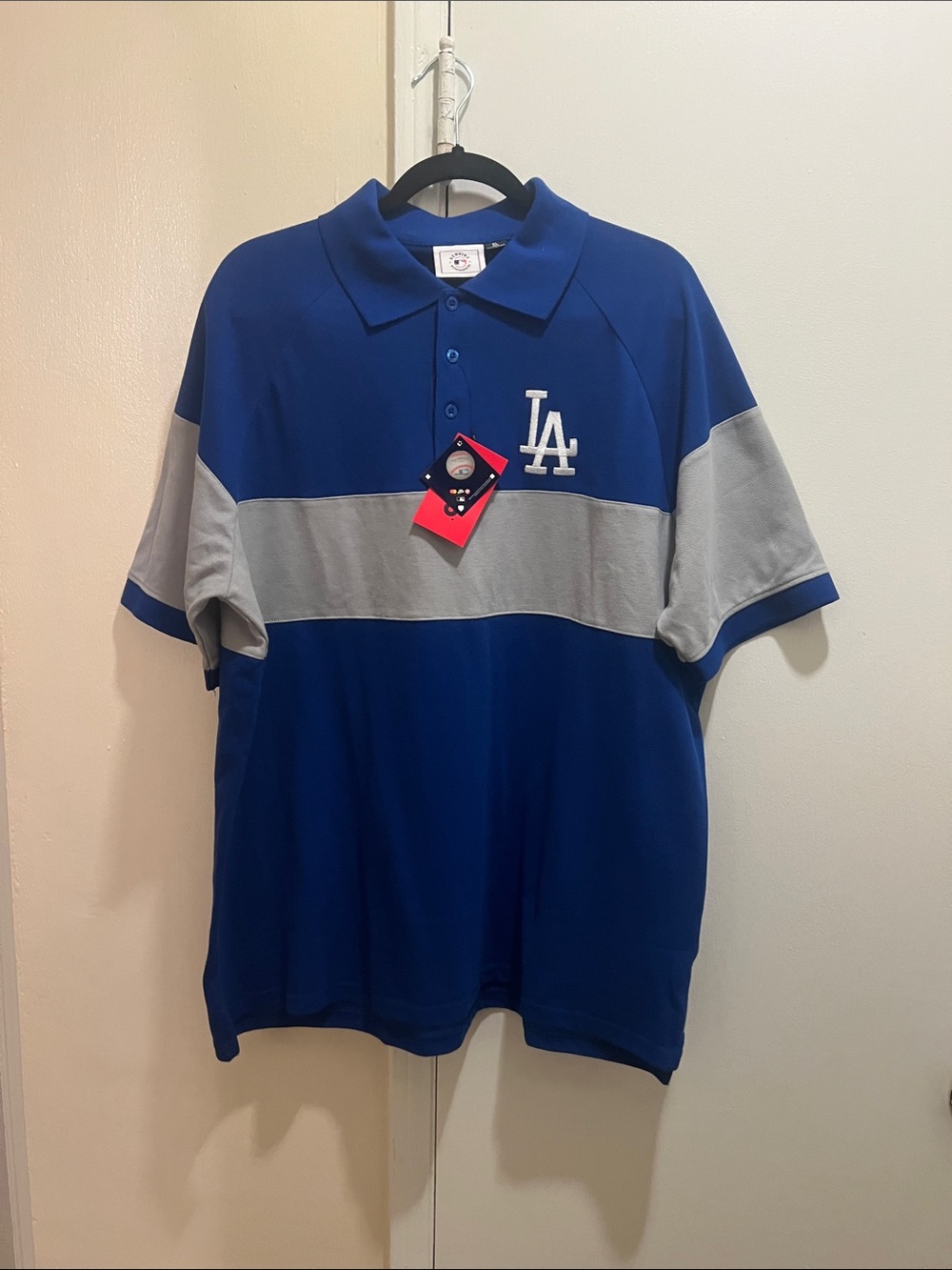 Genuine Merchandise Blue and Gray LA Panel Polo